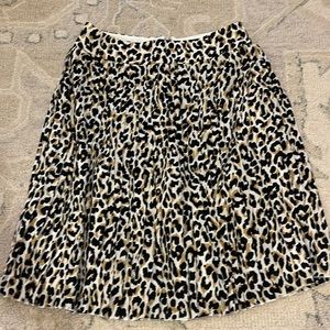 J Crew Leopard Pleated Skirt Sz 2